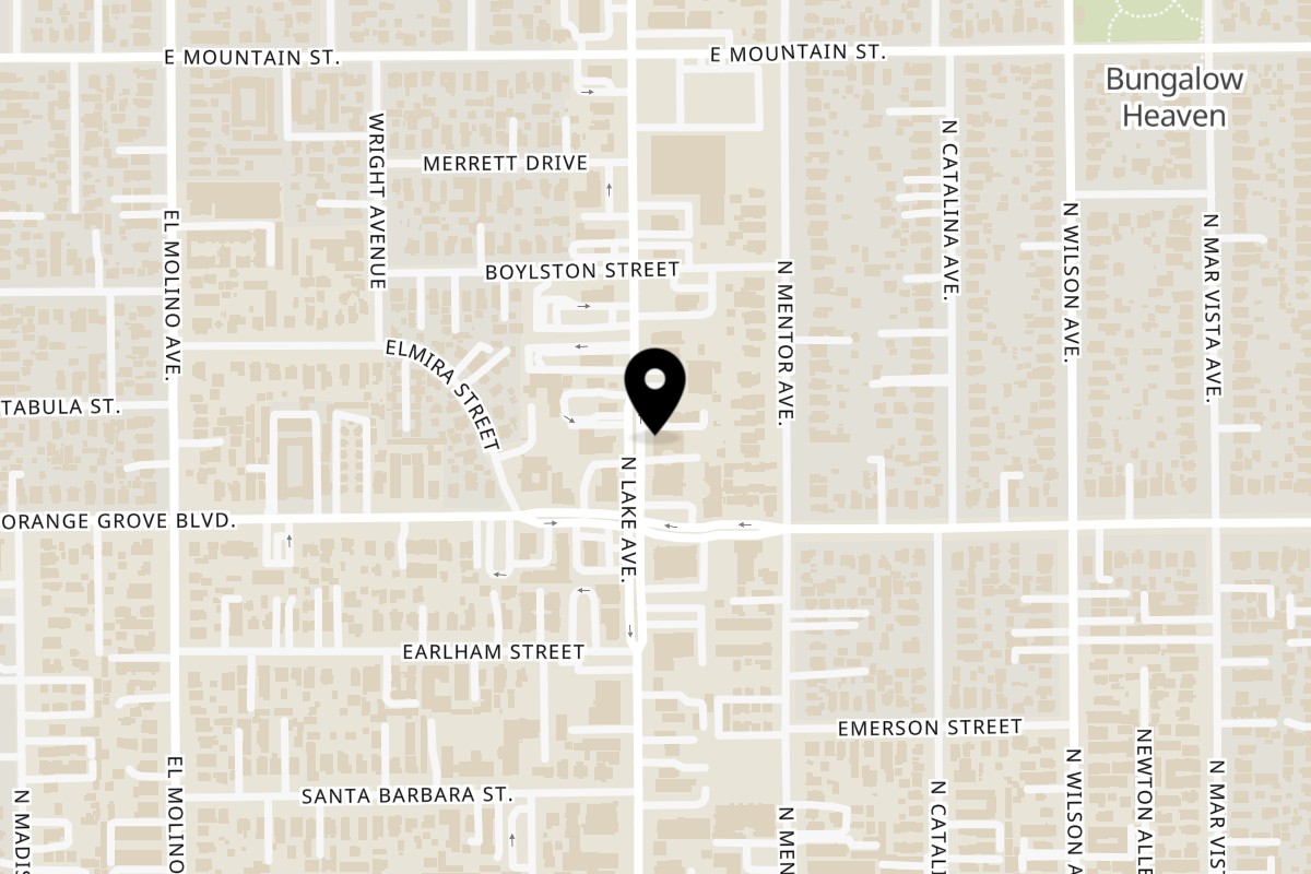 Map showing the location of Abu Kabab on 720 N Lake Ave Unit 9 in Pasadena